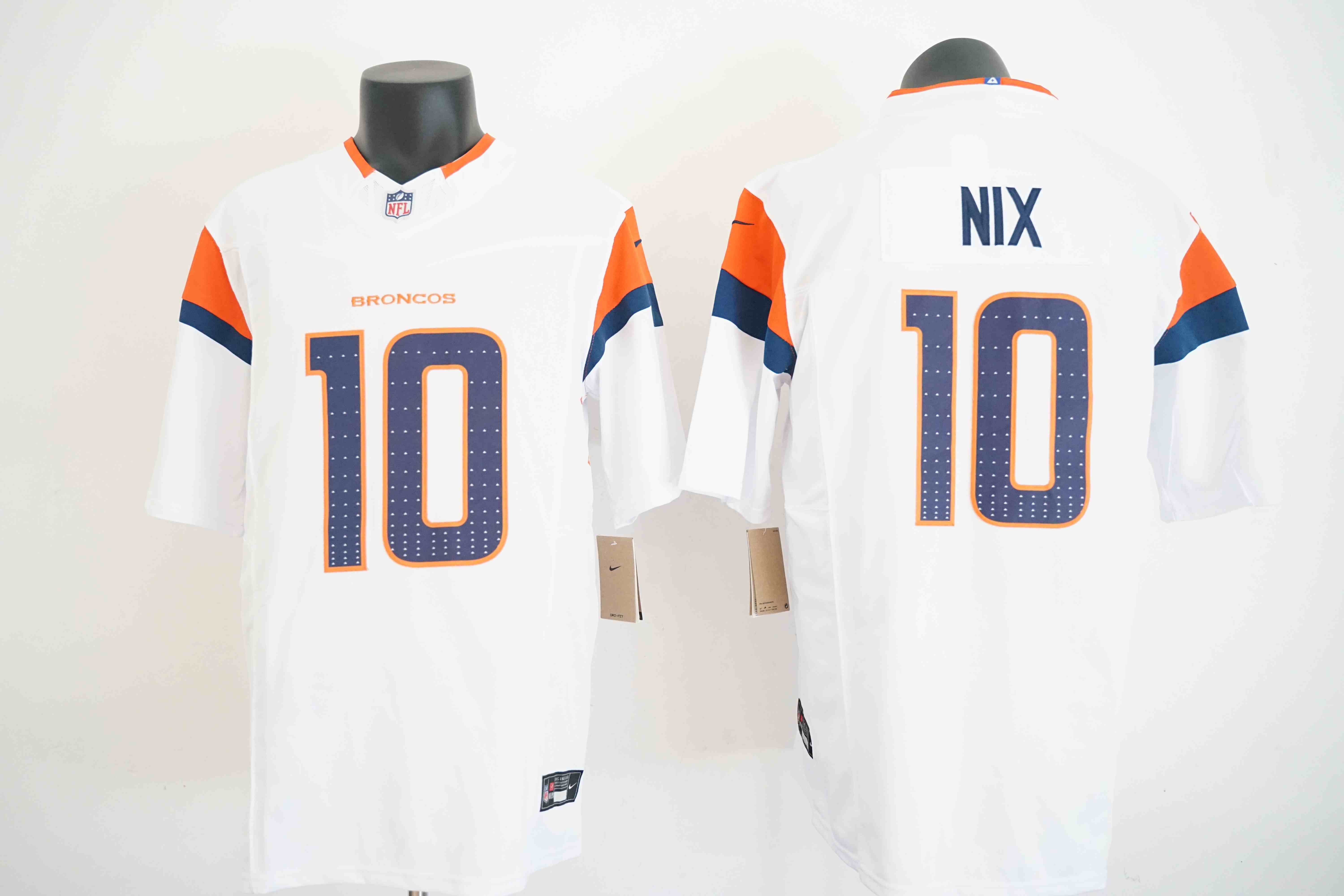 Men's Denver Broncos #10 Bo Nix White 2024 Draft F.U.S.E. Vapor Limited Stitched Football Jersey