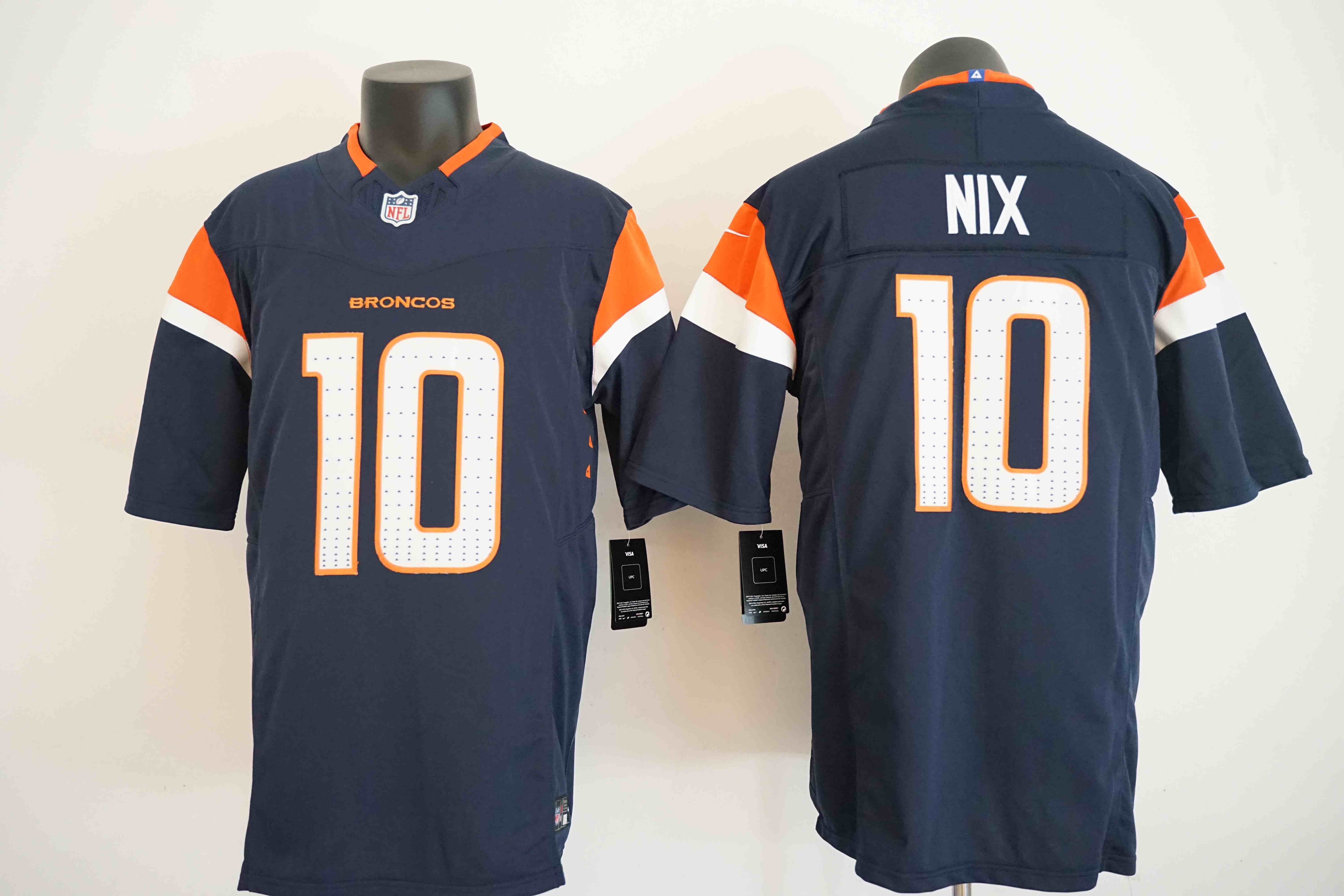 Men's Denver Broncos #10 Bo Nix Navy 2024 Draft F.U.S.E. Alternate Vapor Limited Stitched Football Jersey