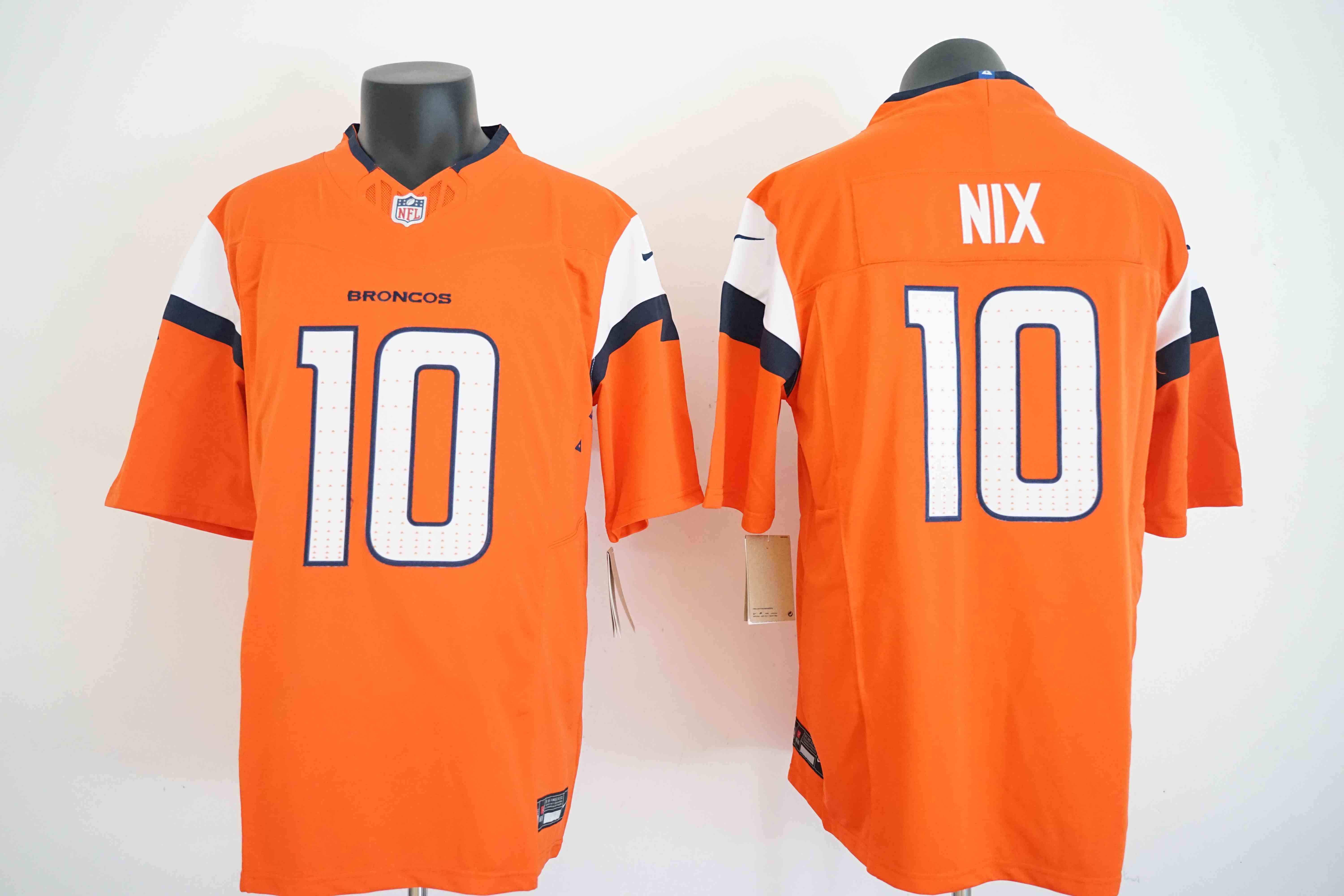 Men's Denver Broncos #10 Bo Nix Orange 2024 Draft F.U.S.E. Vapor Limited Stitched Football Jersey