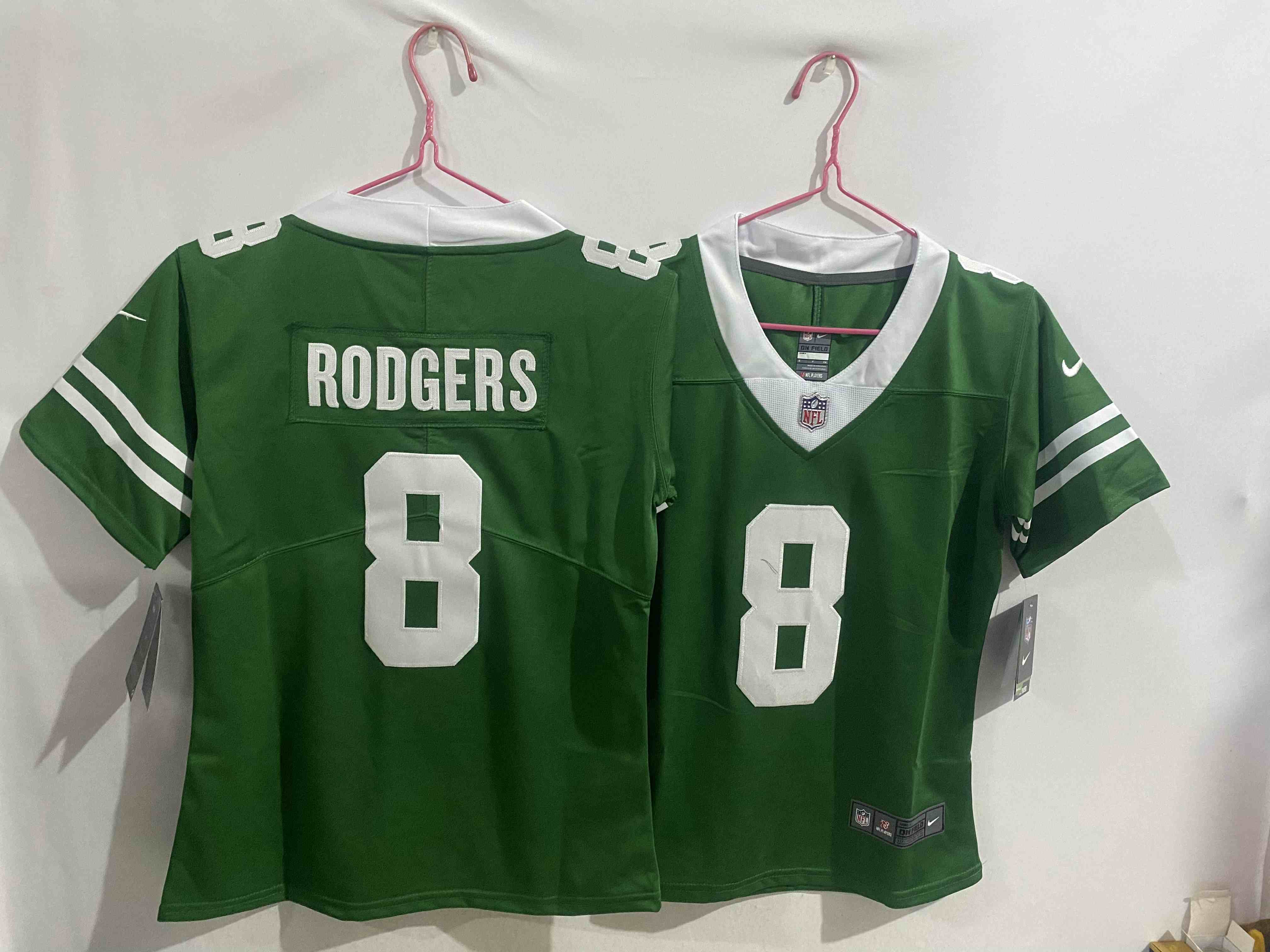 Women's New York Jets #8 Aaron Rodgers Green Vapor Limited Stitched Jersey