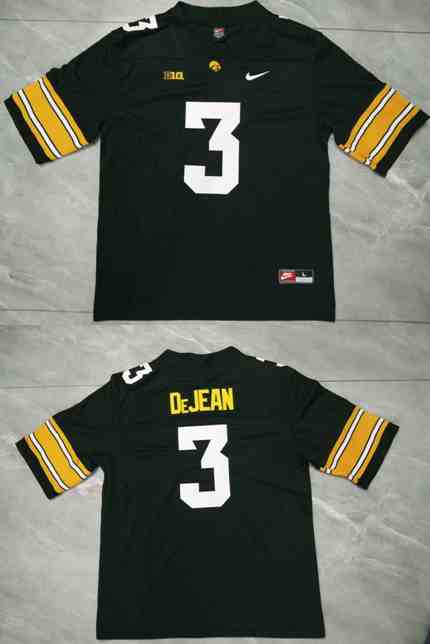 Men's Iowa Hawkeyes #3 Cooper DeJean Black Stitched Jersey