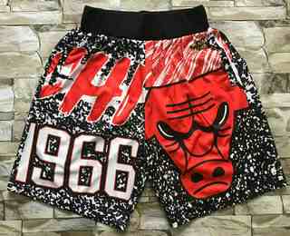 Men's Chicago Bulls Black Big Face Mitchell Ness Hardwood Classics Soul Swingman Throwback Shorts