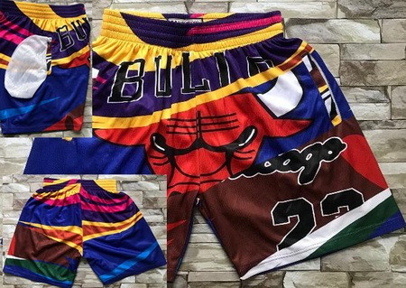 Men's Chicago Bulls Blue Laser Printing Shorts