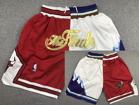 Men's Chicago Bulls Utah Jazz Red White 1997 Finals Just Don Shorts