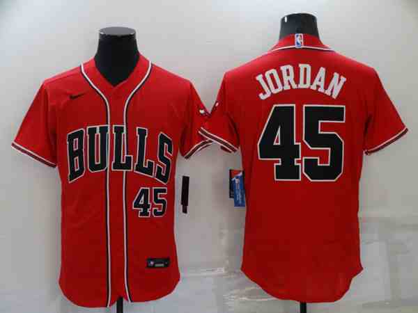Men's Chicago Bulls #45 Michael Jordan Red Flex button jersey