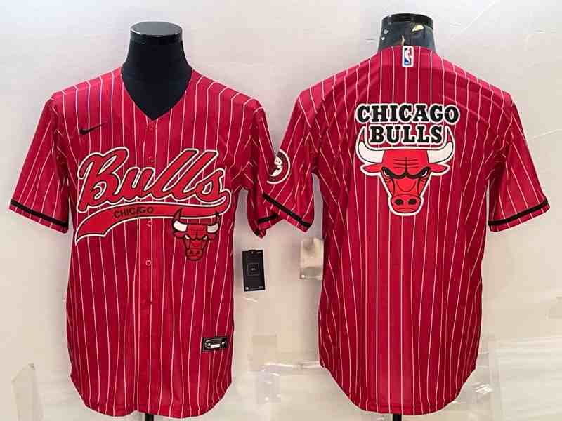 Men's Chicago Bulls Red Team Big Logo button jersey