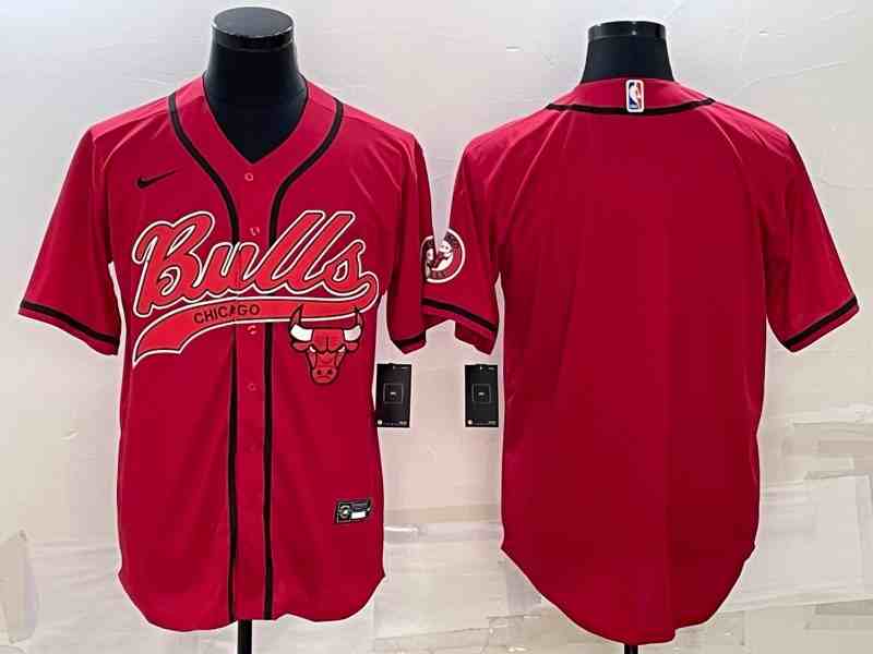 Men's Chicago Bulls Blank Red button jersey (2)
