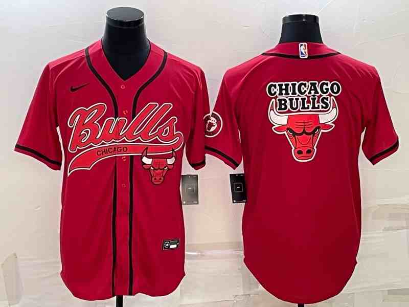 Men's Chicago Bulls Red Team Big Logo button jersey (2)