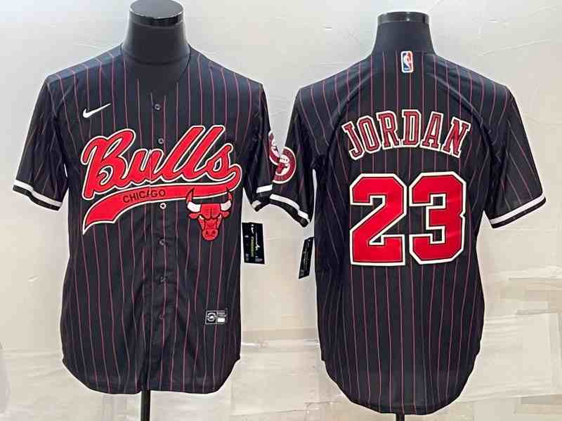 Men's Chicago Bulls #23 Michael Jordan Black With Patch button jersey