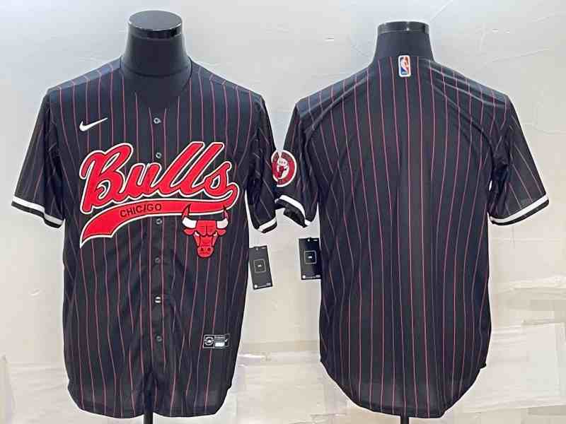 Men's Chicago Bulls Blank Black button jersey (2)