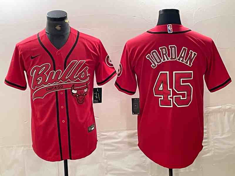 Men's Chicago Bulls #45 Michael Jordan Red button jersey