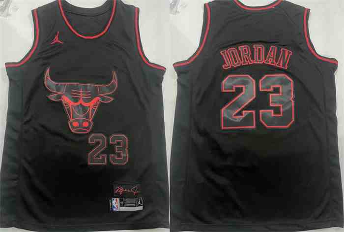 Men's Chicago Bulls #23 Michael Jordan Black  Stitched  Basketball Jersey
