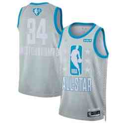 Men 2022 All Star 34 Giannis Antetokounmpo Gray Basketball Jersey