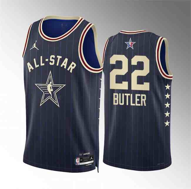 Men's 2024 All-Star #22 Jimmy Butler Navy Stitched Basketball Jersey