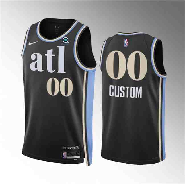 Men's Atlanta Hawks Active Player Custom 2024 Black City Edition Stitched Basketball Jersey