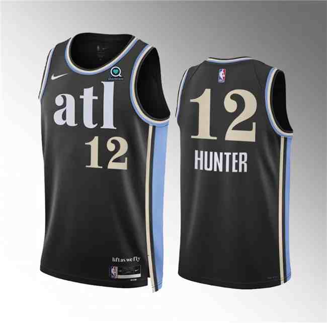 Men's Atlanta Hawks #12 De'Andre Hunter 2024 Black City Edition Stitched Basketball Jersey