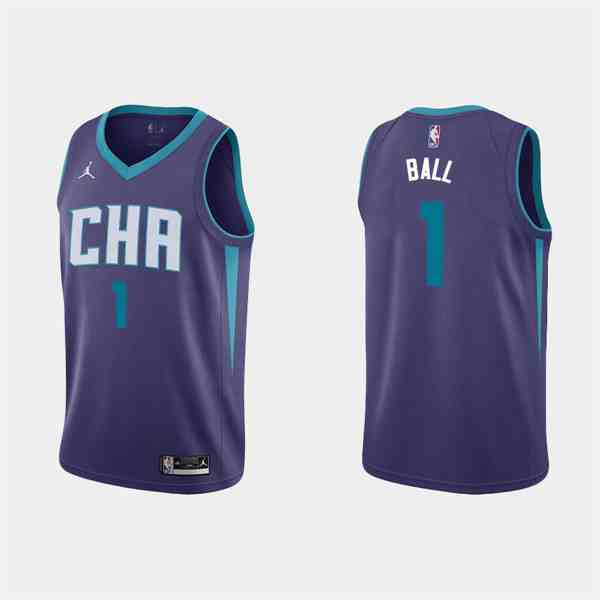 Men's Charlotte Hornets #1 LaMelo Ball  Purple Stitched Basketball Jersey