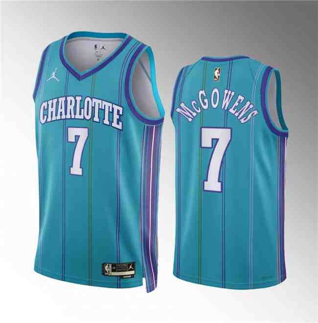 Men's Charlotte Hornets #7 Bryce McGowens Teal 2024 Classic Edition Stitched Basketball Jersey