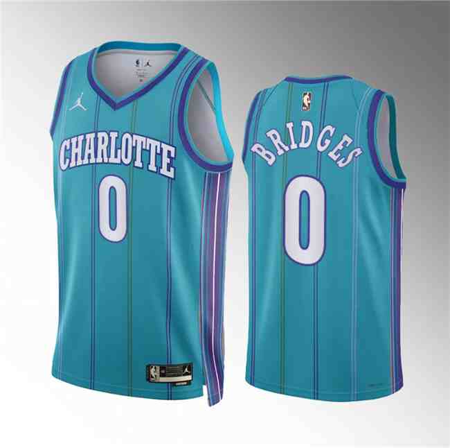 Men's Charlotte Hornets #0 Miles Bridges Teal 2024 Classic Edition Stitched Basketball Jersey