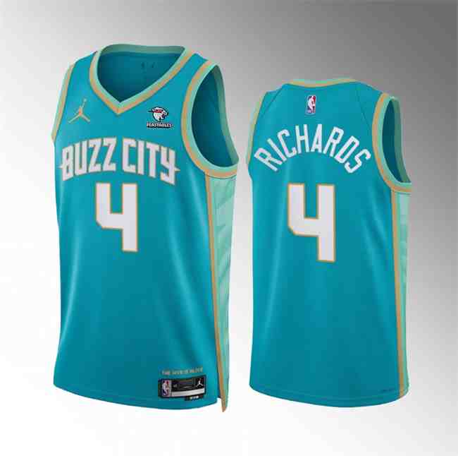 Men's Charlotte Hornets #4 Nick Richards Teal 2024 City Edition Stitched Basketball Jersey