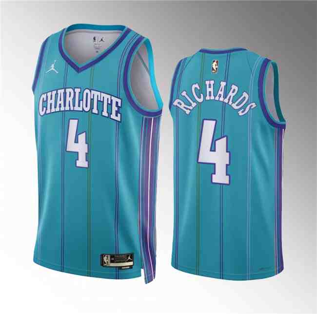Men's Charlotte Hornets #4 Nick Richards Teal 2024 Classic Edition Stitched Basketball Jersey
