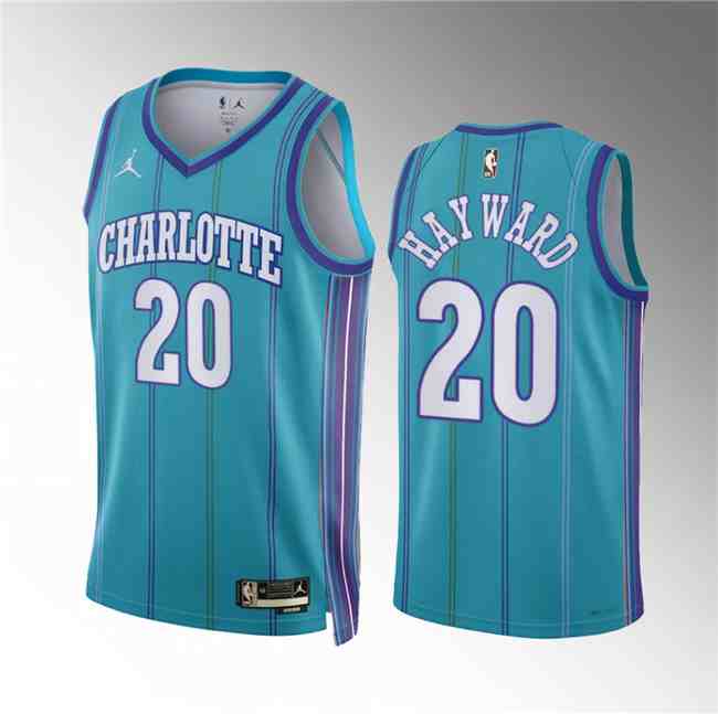 Men's Charlotte Hornets #20 Gordon Hayward Teal 2024 Classic Edition Stitched Basketball Jersey