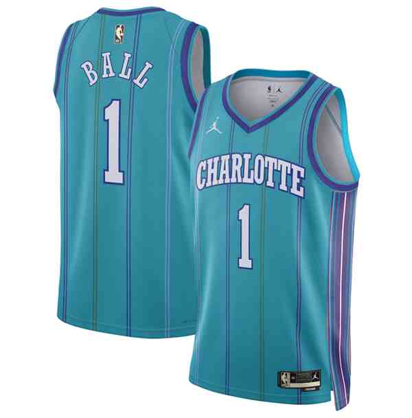 Men's Charlotte Hornets #1 LaMelo Ball Teal 2024 Classic Edition Stitched Basketball Jersey