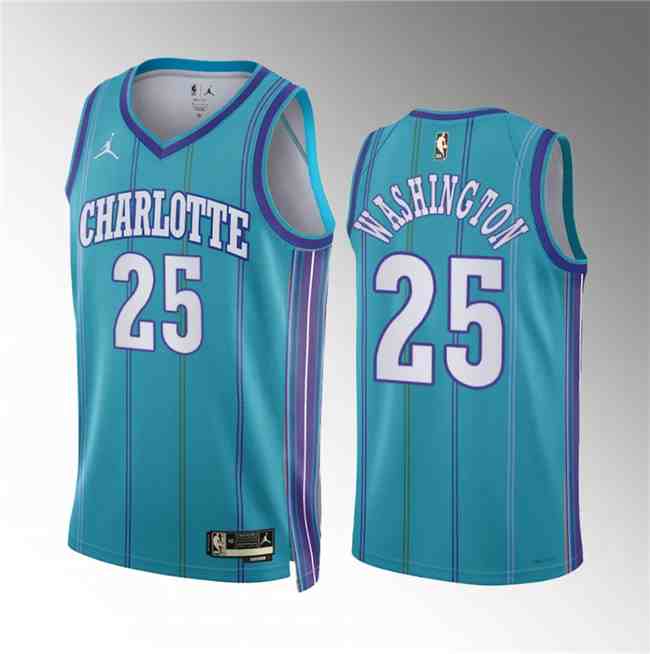 Men's Charlotte Hornets #25 P.J. Washington Teal 2024 Classic Edition Stitched Basketball Jersey
