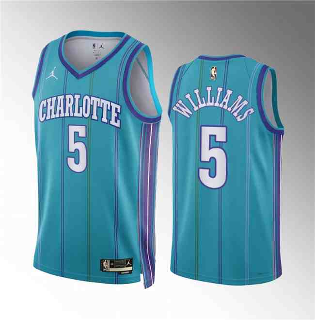 Men's Charlotte Hornets #5 Mark Williams Teal 2024 Classic Edition Stitched Basketball Jersey