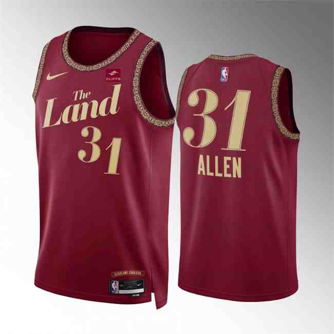 Men's Cleveland Cavaliers #31 Jarrett Allen Wine 2024 City Edition Stitched Jersey