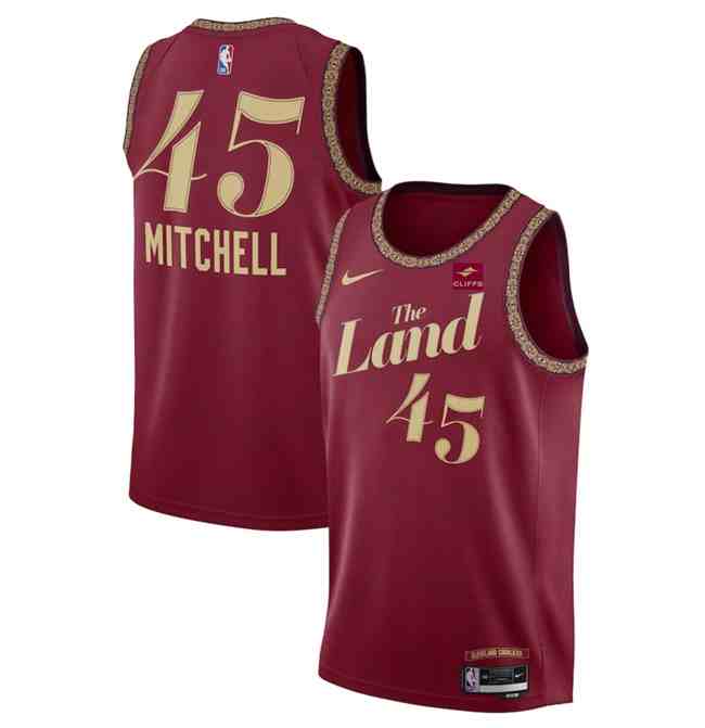 Men's Cleveland Cavaliers #45 Donovan Mitchell Wine 2024 City Edition Stitched Jersey