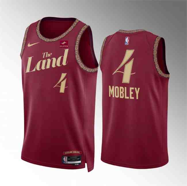 Men's Cleveland Cavaliers #4 Evan Mobley Wine 2024 City Edition Stitched Jersey