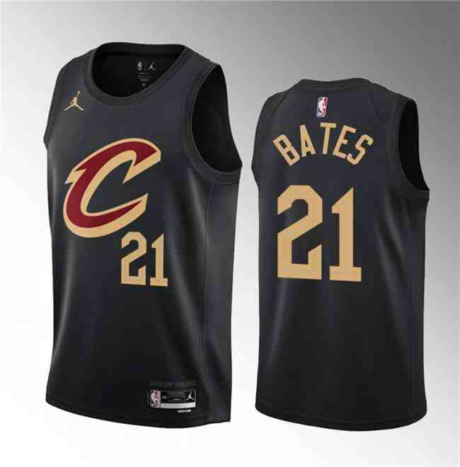 Men's Cleveland Cavaliers #21 Emoni Bates Black 2023 Draft Statement Edition Stitched Jersey