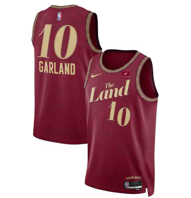 Men's Cleveland Cavaliers #10 Darius Garland Wine 2024 City Edition Stitched Jersey