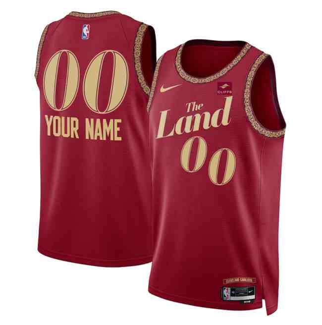 Men's Cleveland Cavaliers Active Player Custom Wine 2024 City Edition Stitched Jersey