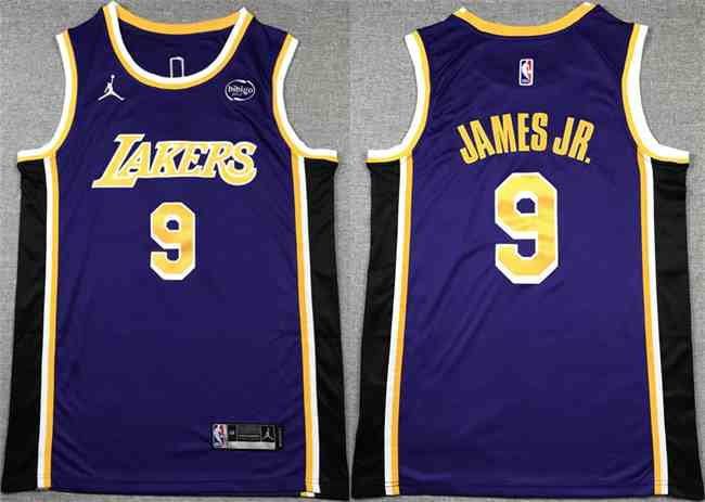 Men's Los Angeles Lakers #9 Bronny James Jr. Purple Stitched  Basketball Jersey