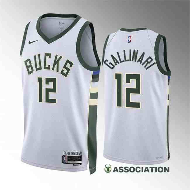 Men's Milwaukee Bucks #12 Danilo Gallinari White Association Edition Stitched Basketball Jersey