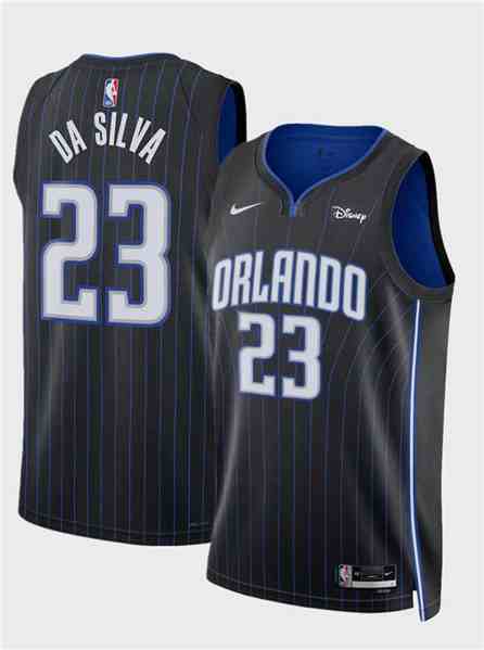 Men's Orlando Magic #23 Tristan Da Silva Black 2024 Draft Icon Edition Stitched Basketball Jersey