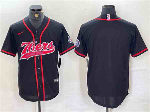 Men's Philadelphia 76ers Blank Black button jersey