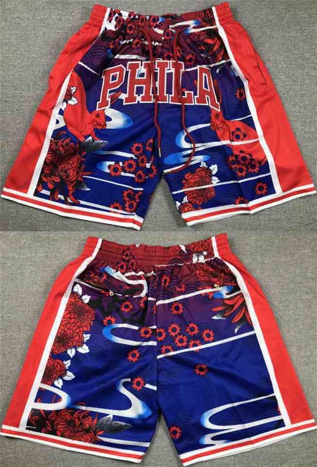 Men's Philadelphia 76ers Red Blue Shorts (Run Small) (2)