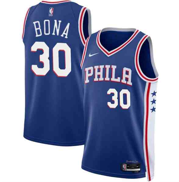 Men's Philadelphia 76ers #30 Adam Bona Royal 2024 Draft Icon Edition Basketball Stitched Jersey