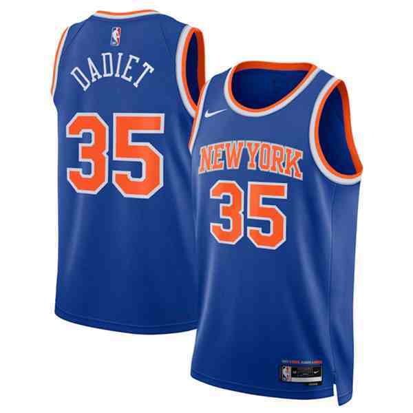 Men's New Yok Knicks #35 Pac?me Dadiet Blue 2024 Draft Icon Edition Swingman Stitched Basketball Jersey