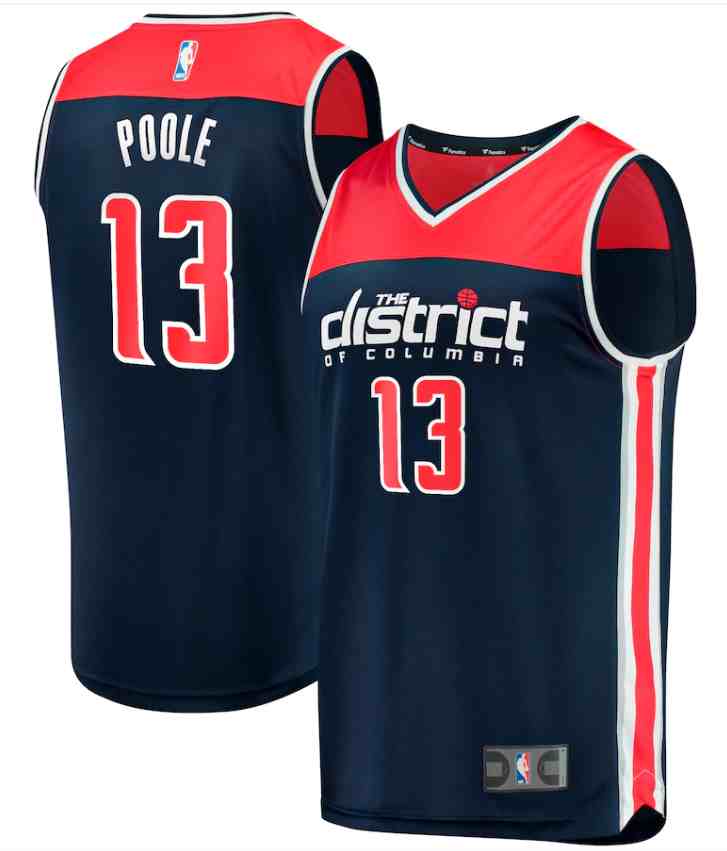 Men's Washington Wizards Navy #13 Jordan Poole Fast Break Statement Edition Stitched NBA Jersey