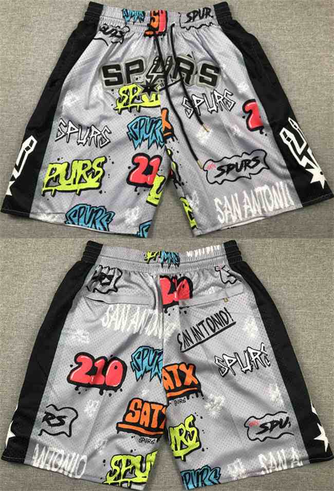 Men's San Antonio Spurs Black Grey Shorts (Run Small)