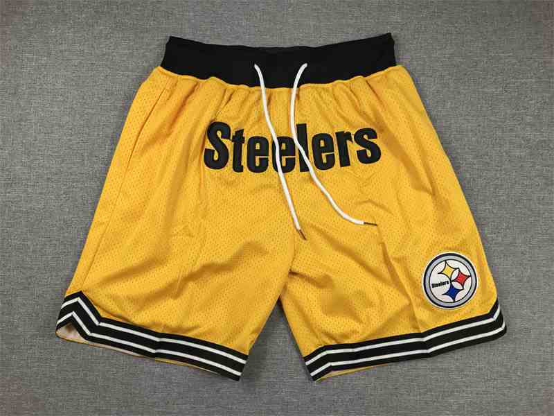 Men's Pittsburgh Steelers Yellow Shorts (Run Small)