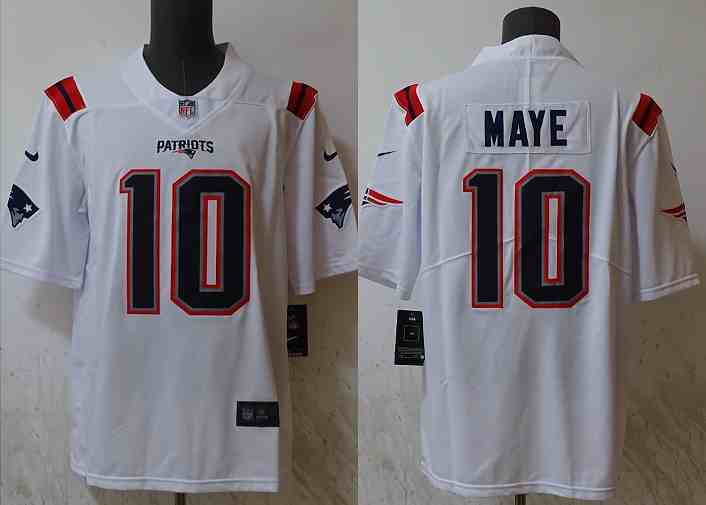 Mens New England Patriots #10 Drake Maye Nike White Vapor Untouchable Limited Jersey