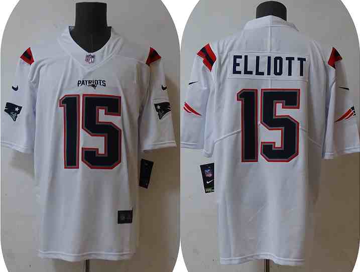 Men's New England Patriots #15 Ezekiel Elliott White Vapor Untouchable Stitched Jersey