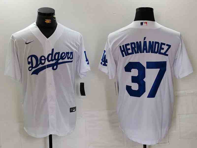 Men's Los Angeles Dodgers #37 Teoscar Hernandez White Cool Base Stitched Jersey