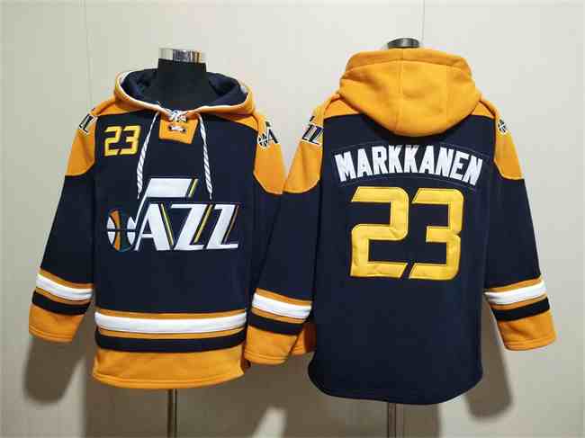 Men's Utah Jazz #23 Lauri Markkanen Lace-Up Pullover Hoodie