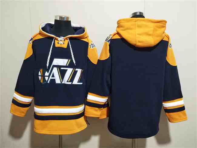 Men's Utah Jazz Blank  Lace-Up Pullover Hoodie